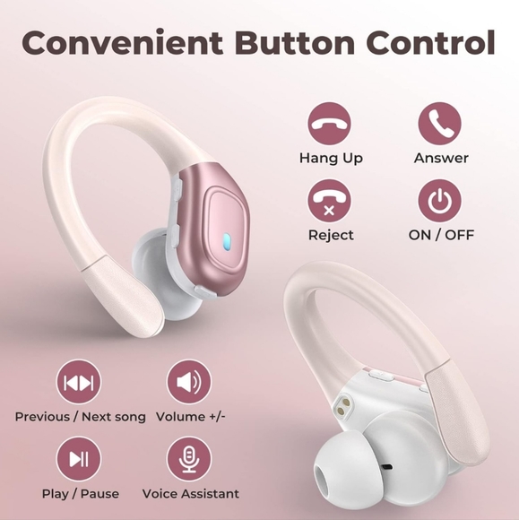 Wireless Bluetooth EarBuds Waterproof LED Display Rose Gold - Picture 9 of 10